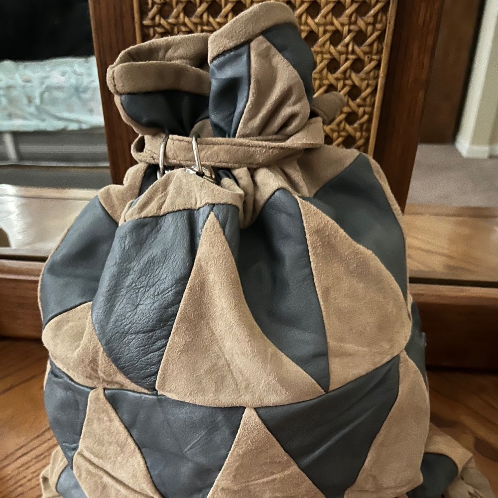 Ibiza leather and suede hobo bag